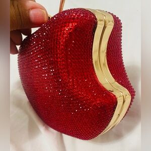 Elegant Red and Gold Crystal Clutch